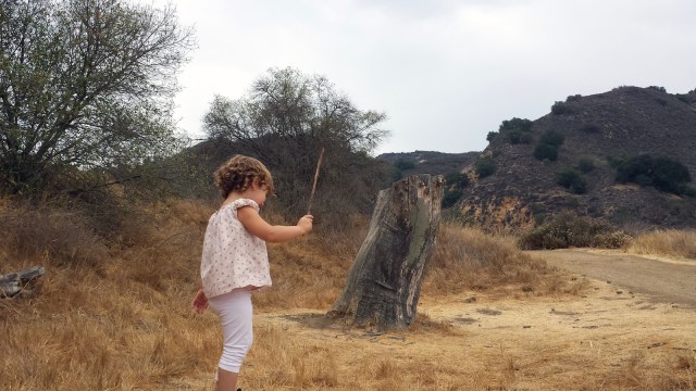 Toddler hiking Malibu Creek Trail